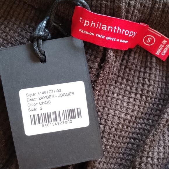 Revolve n:Philanthropy NEW Waffle Weave Pocketed Chocolate Zayden Jogger Pant S - Picture 4 of 16